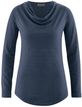 HempAge Damen Langarmshirt mit Wasserfallkragen Hanf/Biobaumwolle