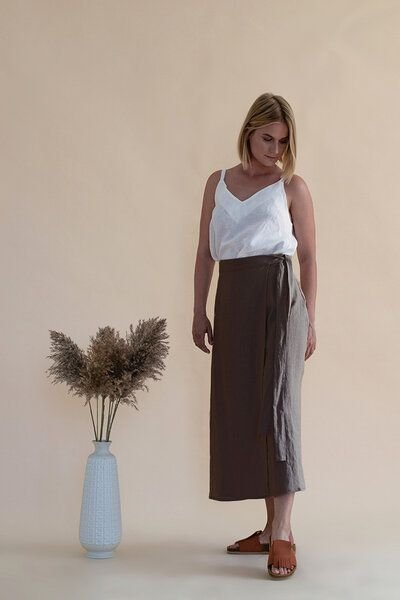 gust. Leinen-Wickelrock - Linen Wrap Skirt - 100% Bio-Leinen