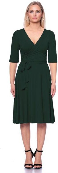 Ingoria AVA wendbares Wickelkleid 3/4 Arm mit schwingendem Rock (Uni)