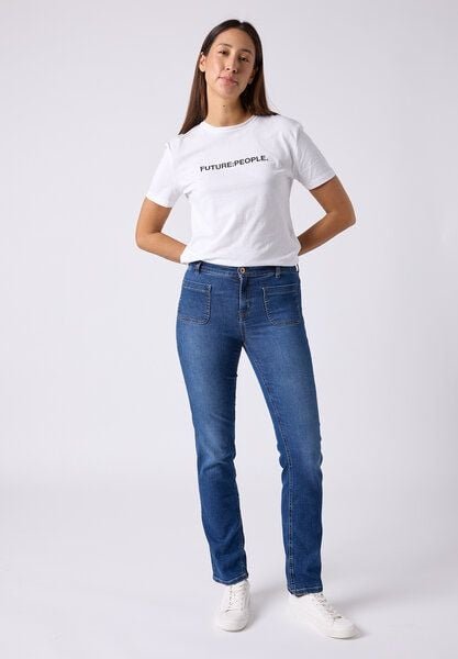 FUTURE:PEOPLE. 05:05 STRAIGHT FIT POCKET - MID WAIST- Damen Jeans aus weichem Stretch-Denim aus Bio-Baumwoll-Mix (30505 ...