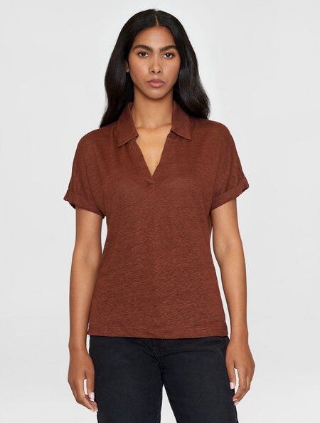 KnowledgeCotton Apparel Poloshirt BAT SLEEVE aus Bio-Leinen