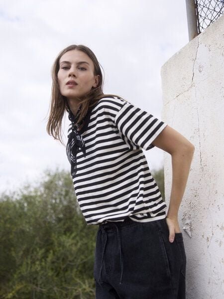 WOTE Gestreiftes Damen T-Shirt - Bio-Baumwolle & Elasthan (Relaxed Fit)