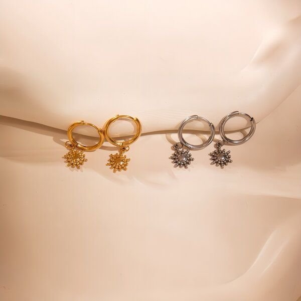 ELEKTROPULLI Schlichte Creolen mit Sonnen Anhänger