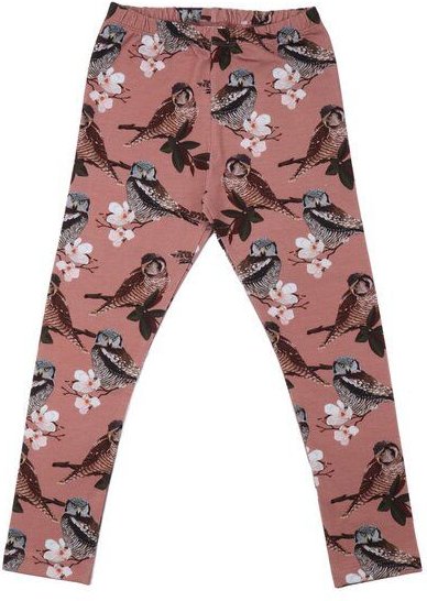 Leggings Kinder aus Baumwolle „Owl Friends“ altrosa mit Eulenmotiv, elastische Jerseyhose für Alltag & Kita – Walkiddy