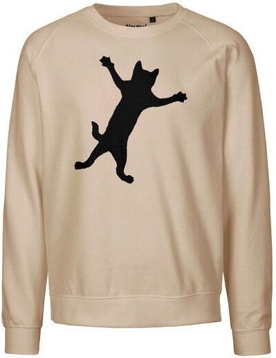HANDGEDRUCKT "Klammerkatze" Unisex Sweatshirt aus reiner Biobaumwolle (kbA)