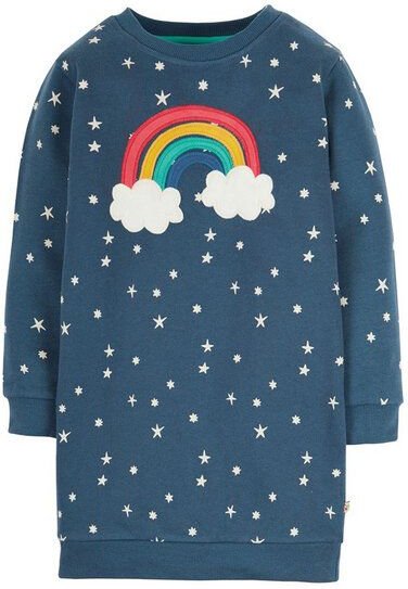 Frugi Jumper-Kleid blau Sterne und Regenbogen