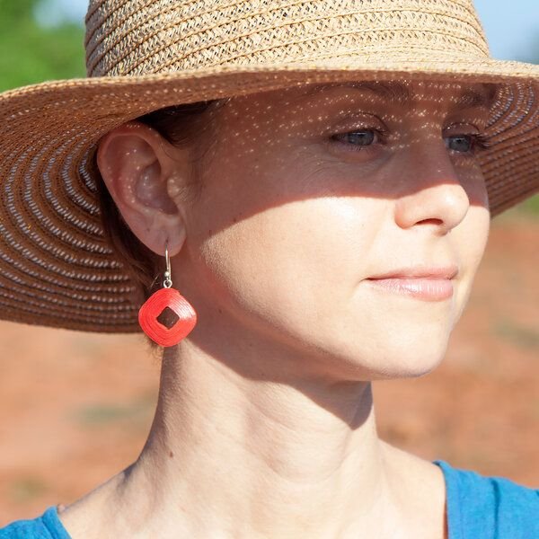 Sundara Ohrringe "Diamant", handgeschöpftes Recycling Baumwollpapier