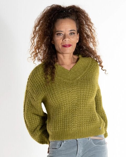 Alma & Lovis Pullover mit Perlfangmuster aus Suri-Alpaka-Mix | V-Neck Pullover