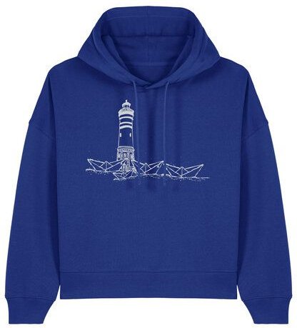 ilovemixtapes Damen Boxy - Fit Hoodie aus Bio-Baumwolle mit Papierhafen – handbedruckt