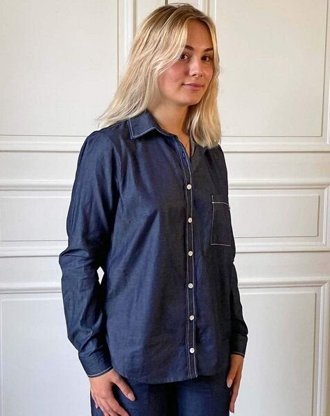 Aatise Hemdbluse aus 100% upgecycelter Bio-Baumwolle blau Zalabis