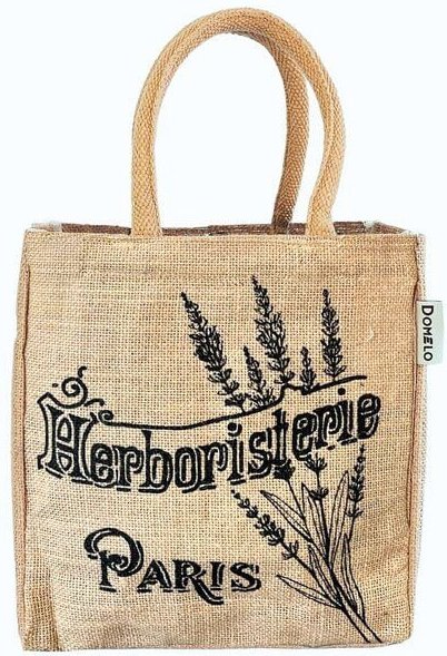 Domelo Jute Handtasche kleine Jutetasche vegane Einkaufskorb mini Tragetasche