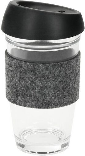 elasto Kaffeebecher mit Filzmanschette "Cristallo" - Glasbehälter fürs Büro