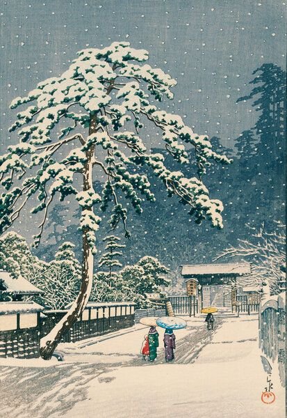Photocircle Poster / Leinwandbild - Ikegami Honmonji Temple by Hasui Kawase