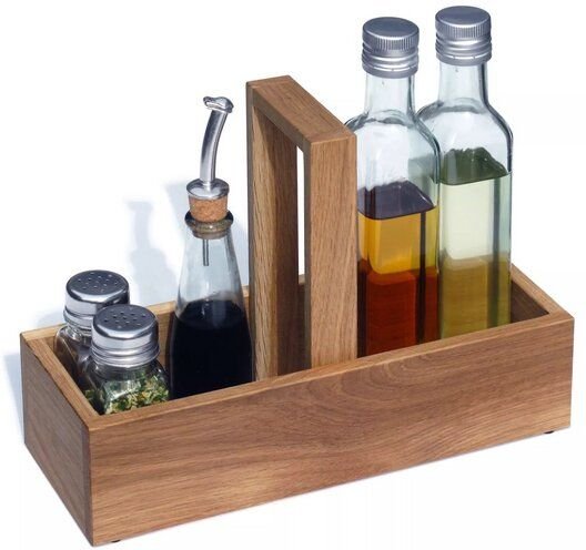 Side by Side Tischbox Essig & Öl, Gewürzkiste Eiche