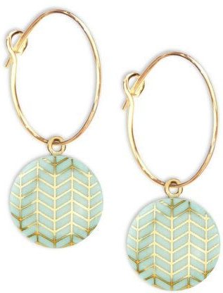 lille mus Creolen mit Porzellan-Anhänger 'Fischgrät' Porzellanschmuck