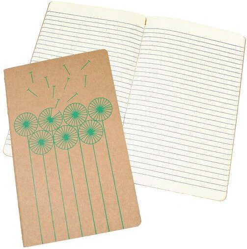 HANDGEDRUCKT "Pusteblume" naturfarbenes Notizheft ca. DIN A5