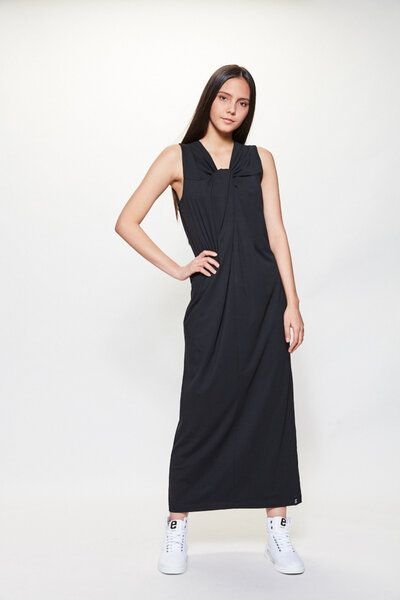 LUMEN organic Knotenkleid lang JERSEY schwarz