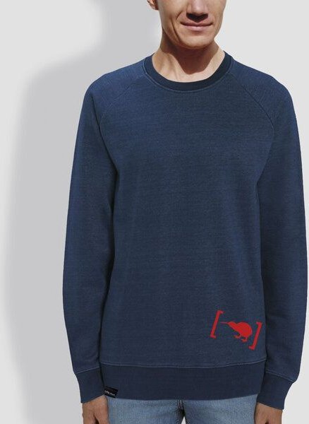 little kiwi Herren Sweater, "Klammer", Mid Washed Indigo