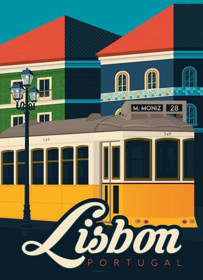 Photocircle Poster / Leinwandbild - Lissabon Vintage Travel Wandbild