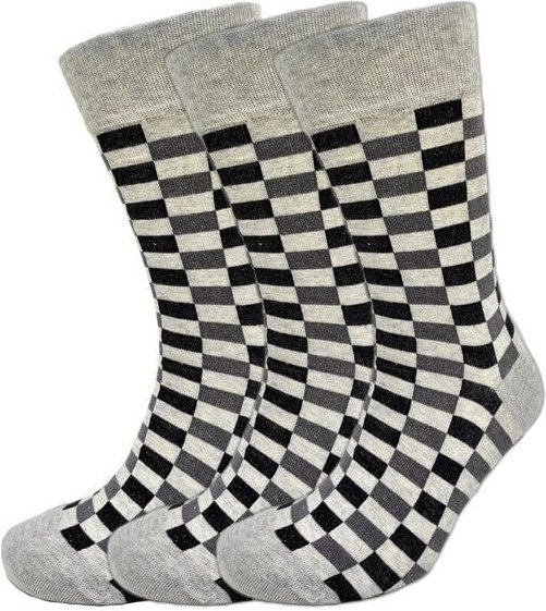 BLS Organic 3er Set GOTS zertifiziert 98 % Bio-Baumwolle Check Pattern Socken