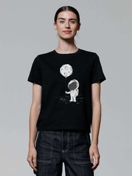 watapparel T-Shirt Frauen Kleiner Astronaut mit Luftballon