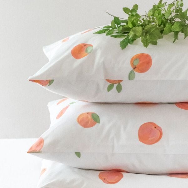 Lesen - Design-Bettwäsche Nachhaltiges Bettwäsche-Set aus 100% Popeline - Aprikosen