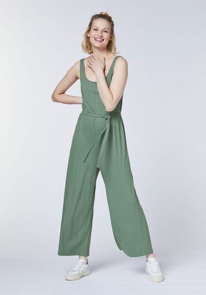Detto Fatto Ärmelloser Yoga-Jumpsuit aus Viskose-Mix in Rippoptik