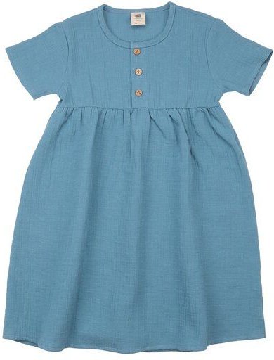 Kinder Kleid GOTS zertifiziert – Blau, Kurzarm, weich & bequem | von Walkiddy