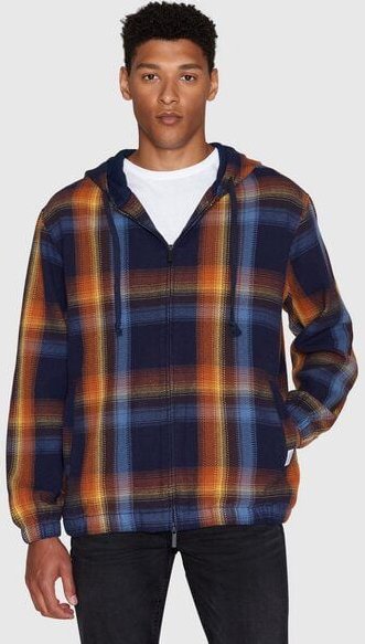 KnowledgeCotton Apparel Jacke CHECKED HOODIE TWILL aus Bio-Baumwolle