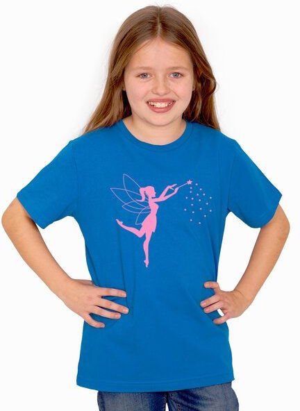HANDGEDRUCKT "Zauberfee" Kinder-T-Shirt reine Biobaumwolle (kbA)