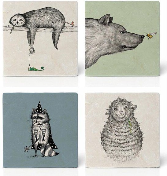 LIGARTI Fliesenuntersetzer – 4er-Set – Bunter Mix