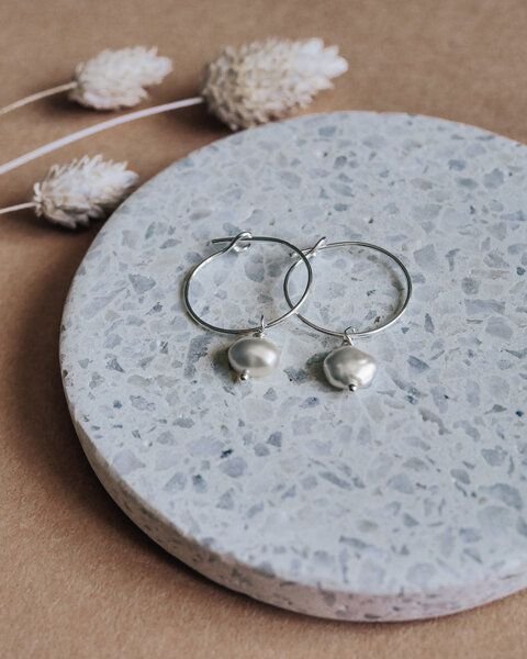 lille mus Creolen 'Perle' 925 Silber / vergoldet