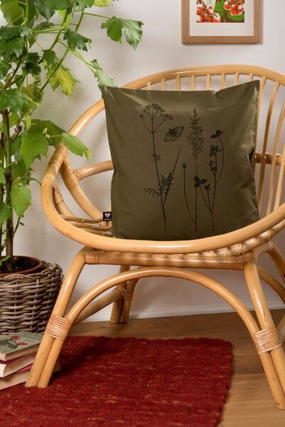 Hirschkind Bio-Kissenbezug 'Schmetterlingswiese' olivgrün 40x40cm