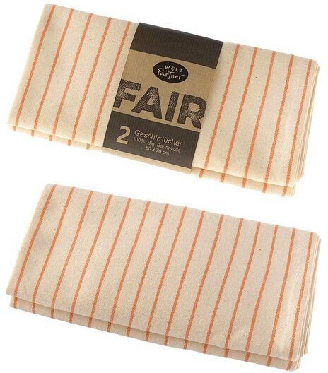 weltPartner Geschirrtücher mit schmalen Streifen aus Bio-Baumwolle, 2er-Set