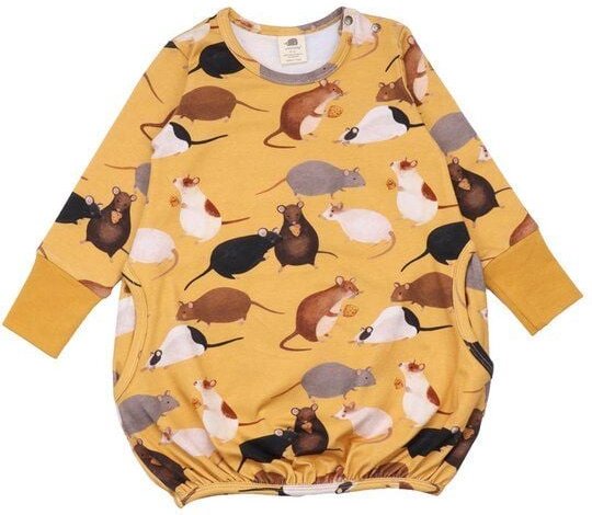 Baby Kleid Gelb „Playful Mouses“ aus GOTS-zertifizierter Bio-Baumwolle – Walkiddy