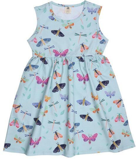 Kurzarm Kleid Bio-Baumwolle Blau Walkiddy - Umweltfreundlich, Allergikerfreundlich, GOTS-zertifiziert, Kindermode, Nachh...