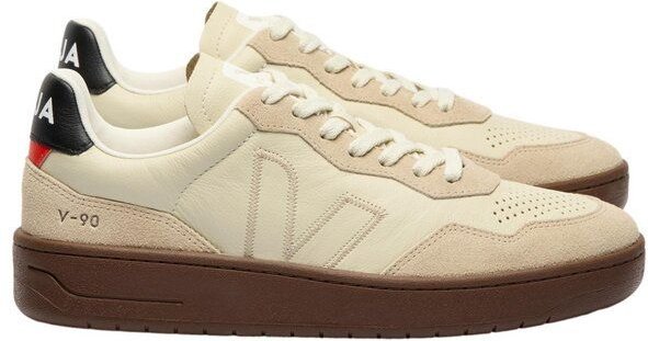 Veja Damen-Sneakers V-90 OT Leather Beige Almond Black