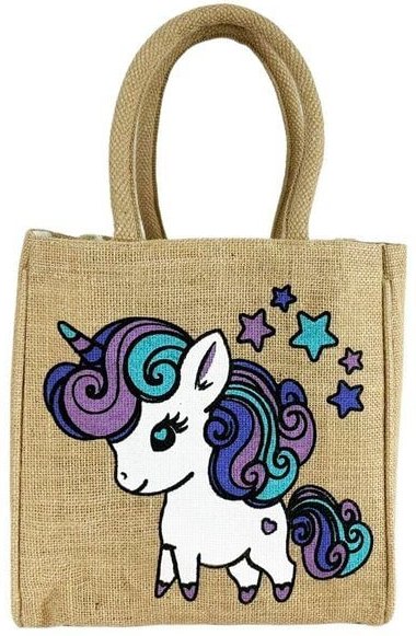 Domelo Kinder Handtasche Mädchen Jute Tasche kleine Schultertasche mit Einhorn