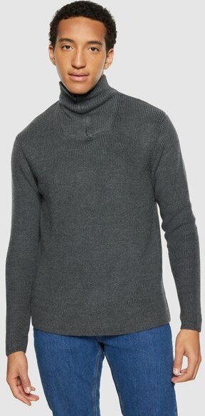 KnowledgeCotton Apparel Troyer - 1/2 neck zip merino wool rib knit - aus Bio-Wolle