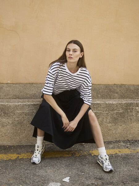 WOTE Damen Oversized Streifen T-Shirt aus Bio-Baumwolle