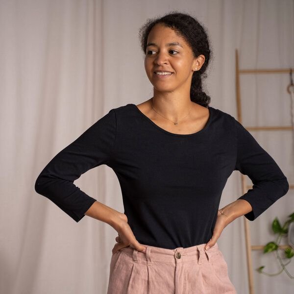 Vresh Clothing Vloria, 3/4 Top mit Rückenausschnitt aus Biobaumwolle