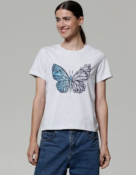 watapparel T-Shirt Frauen Crystal Butterfly