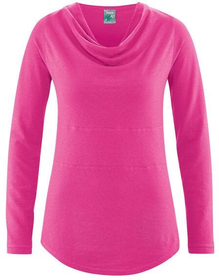 Thumbnail - HempAge Damen Langarmshirt mit Wasserfallkragen Hanf/Biobaumwolle