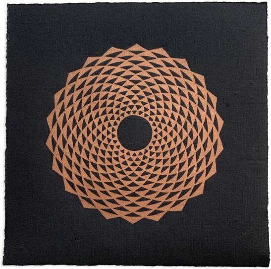 Veskor Cassiopeia ETERNA FLORO Heilige Geometrie Linoldruck | 21 × 21 cm | Kupfer auf Schwarz