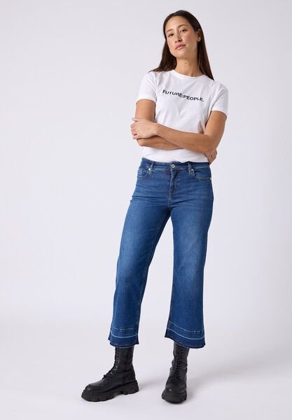 FUTURE:PEOPLE. 06:07 WIDE LEG CUT OFF - MID WAIST- Damen Jeans aus weichem Stretch-Denim aus Bio-Baumwoll-Mix (30607 0 1...