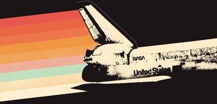 Photocircle Poster / Leinwandbild - Spaceship Rainbow