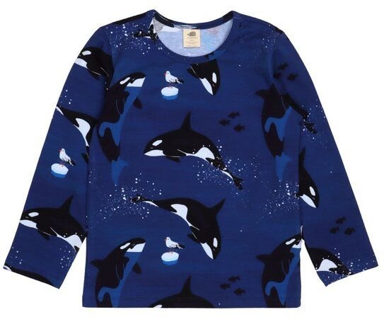 Kleinkinder Langarmshirt Playful Orcas aus weicher Baumwolle von Walkiddy