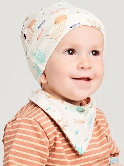 Cheeky Apple Wendbares Dreieckstuch "Ocean Party" aus Bio-Baumwolle