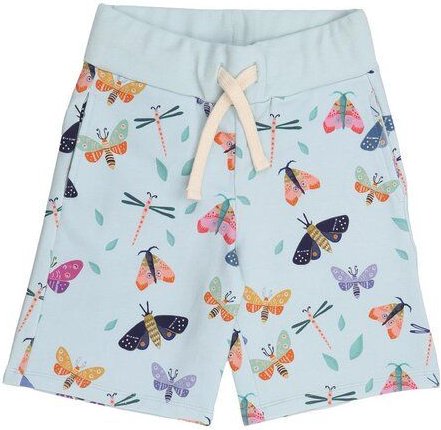 Kinder Shorts GOTS-zertifiziert aus Bio-Baumwolle hellblau mit Schmetterlings-Muster – Walkiddy