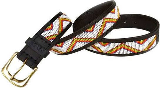 Zinj Design Massai Ledergürtel - White Moran Kenia - Unisex